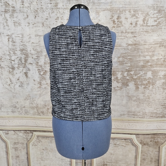 Banana Republic Small Shell Tank Top Black White Blouse Office Career Tweed - Picture 4 of 8